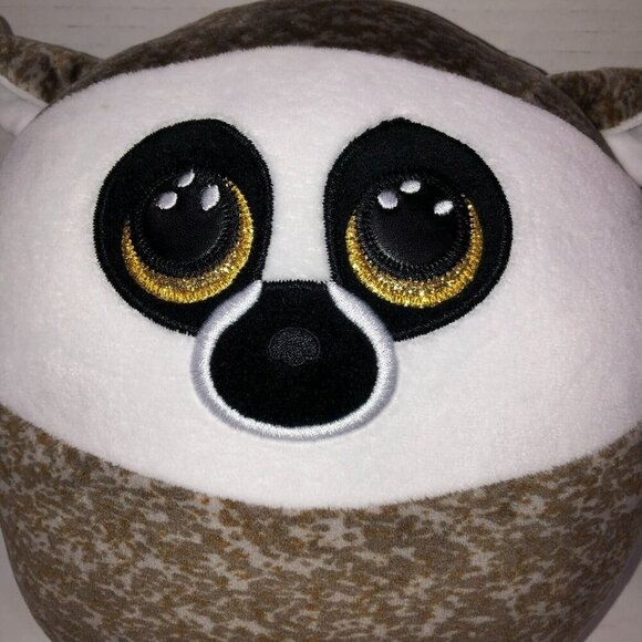 Ty Squish a Boo Linus Lemur Stuffed Toy White Brown Soft Plush Animal 8" - Picture 3 of 7